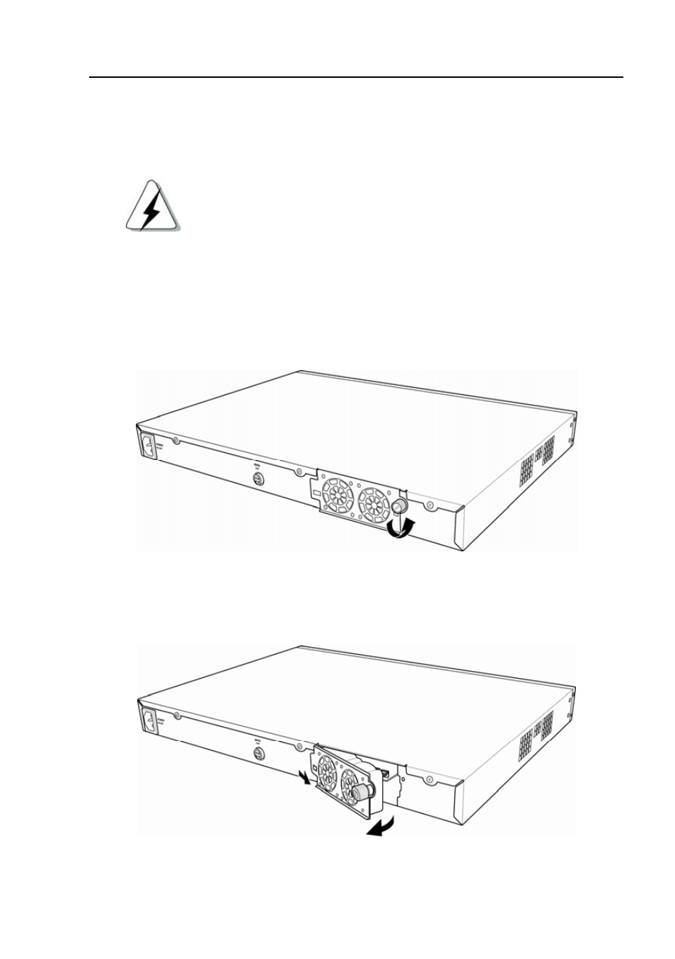 2 replacing defective fans, Replacing defective fans, Figure 47 | Loosening the thumbscrew, Figure 48, Removing the fan module | Asus GigaX2024X User Manual | Page 109 / 119