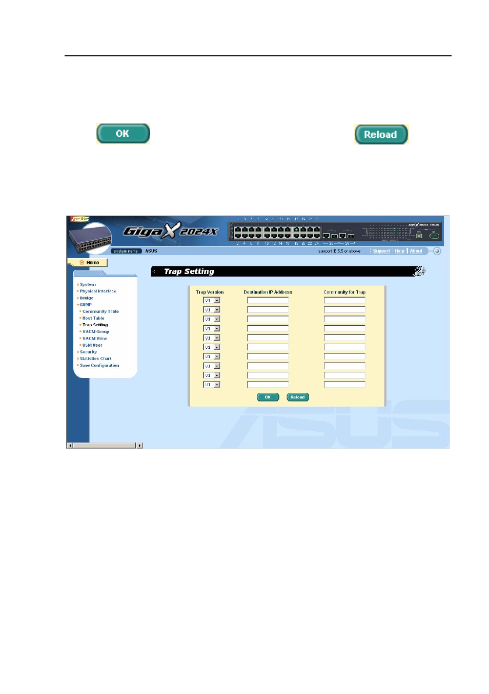 3 trap setting, 4 vacm group, Trap setting | Vacm group, Figure 31 | Asus GigaX2024X User Manual | Page 57 / 119