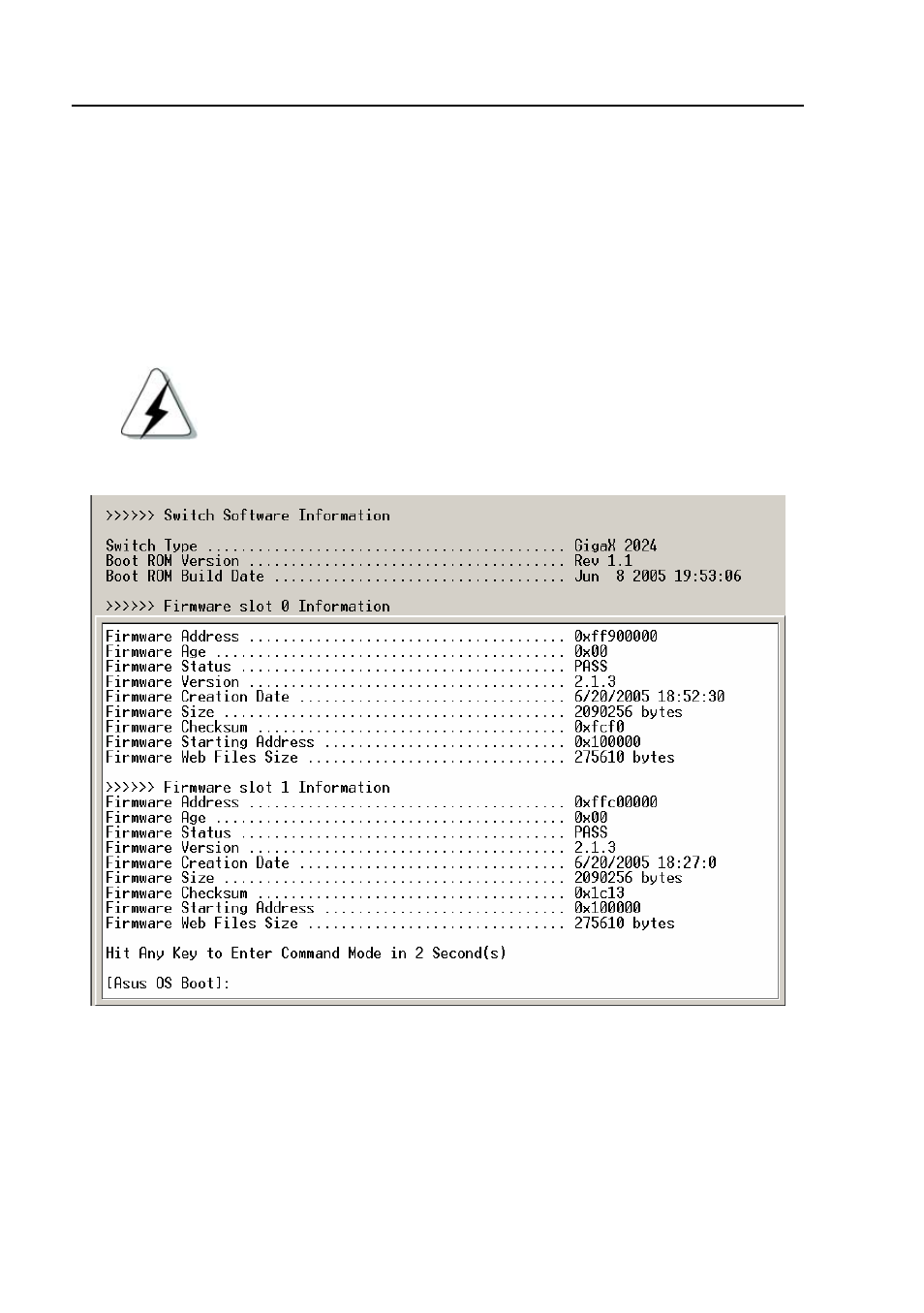 1 boot rom command mode, Boot rom command mode, Figure 43 | Asus GigaX2024X User Manual | Page 74 / 119