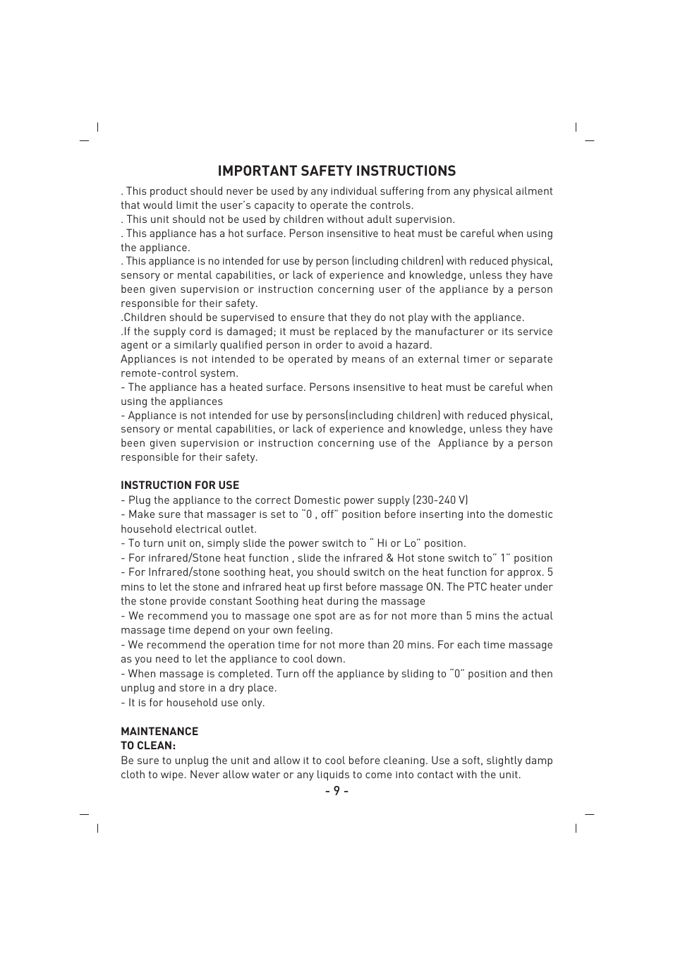 SINBO SMR 4219 User Manual | Page 10 / 48