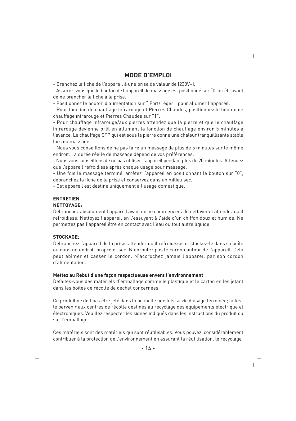 Mode d’emploi | SINBO SMR 4219 User Manual | Page 15 / 48