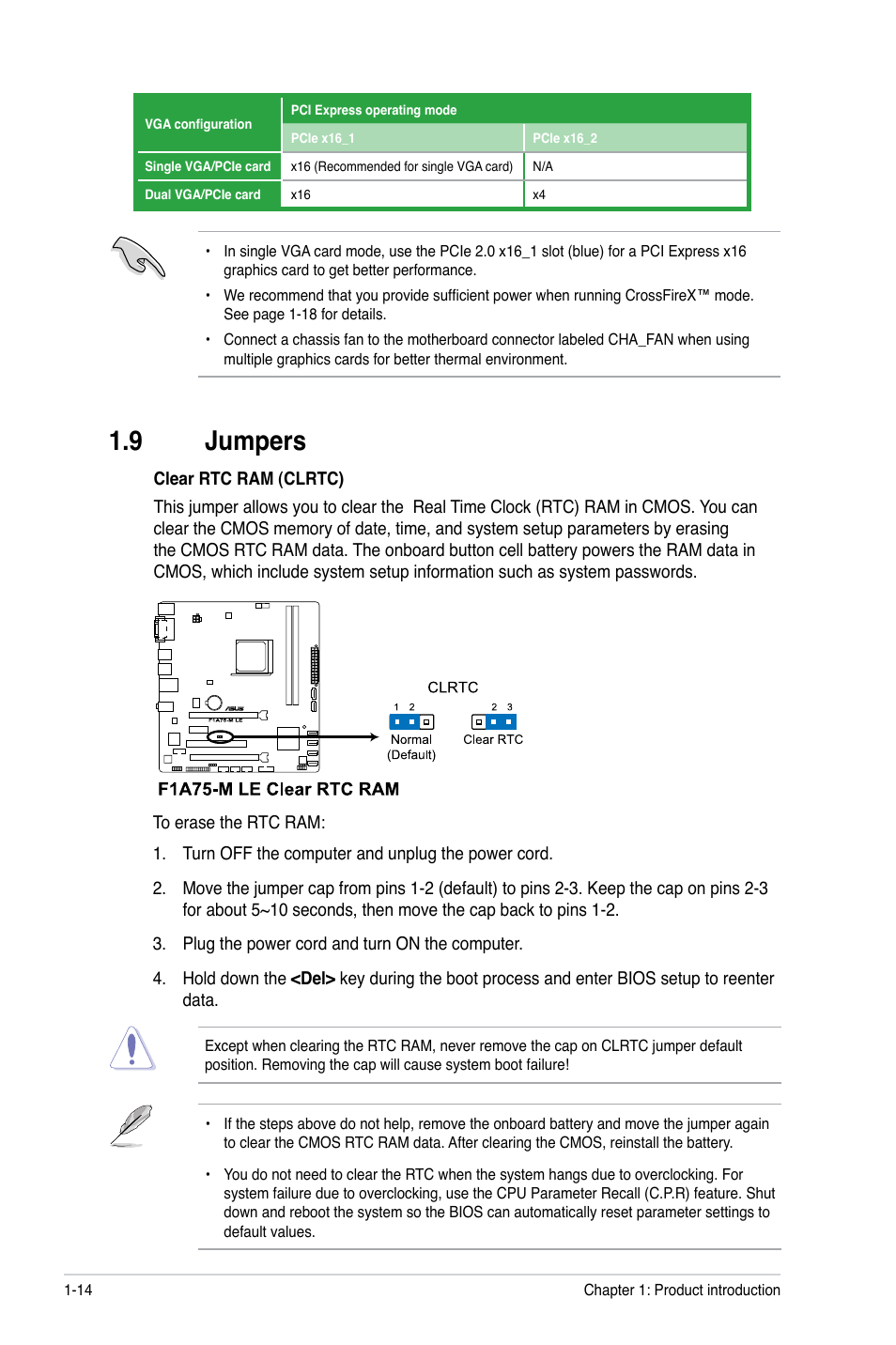 9 jumpers, Jumpers -14 | Asus F1A75-M LE User Manual | Page 26 / 66