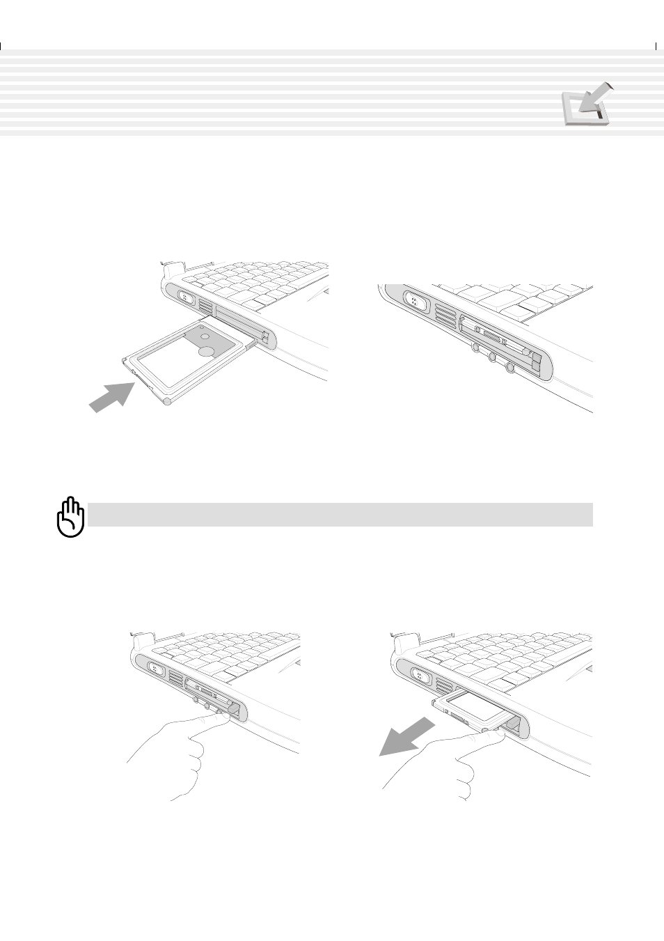 Inserting a pc card (pcmcia), Removing a pc card (pcmcia) | Asus A1F User Manual | Page 49 / 102