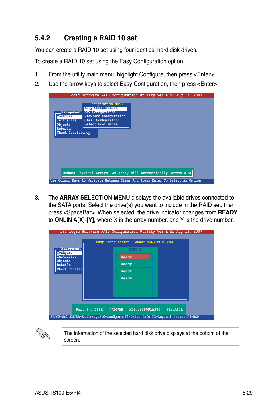 2 creating a raid 10 set, Creating a raid 10 set -29 | Asus TS100-E5/PI4 User Manual | Page 119 / 166