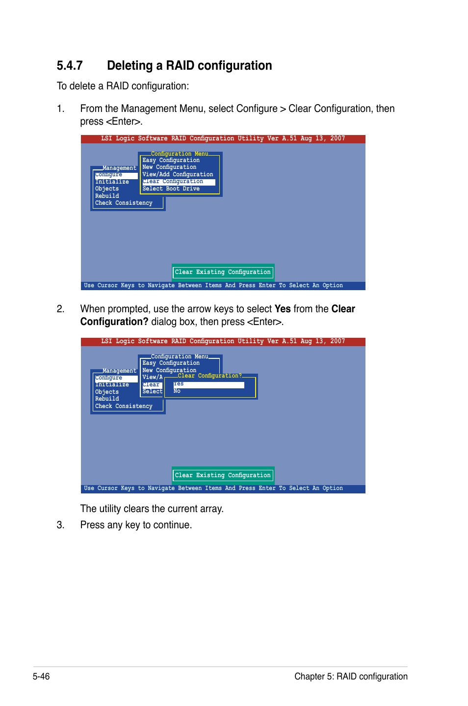 7 deleting a raid configuration, Deleting a raid configuration -46 | Asus TS100-E5/PI4 User Manual | Page 136 / 166