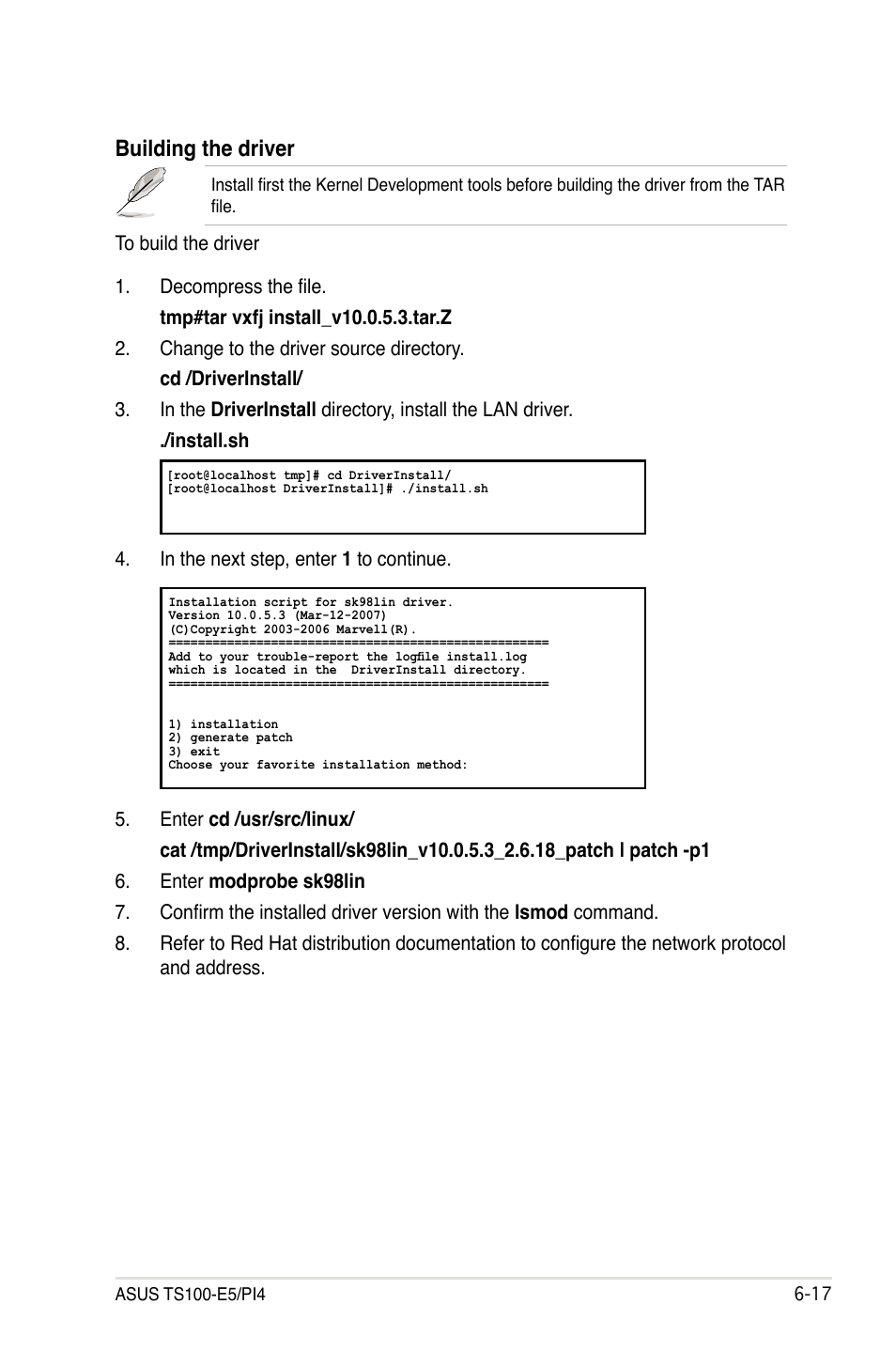Building the driver | Asus TS100-E5/PI4 User Manual | Page 155 / 166