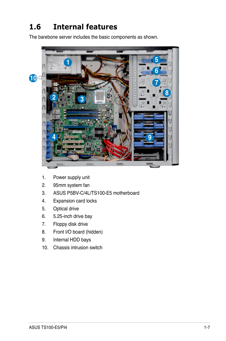 6 internal features, Internal features -7 | Asus TS100-E5/PI4 User Manual | Page 17 / 166