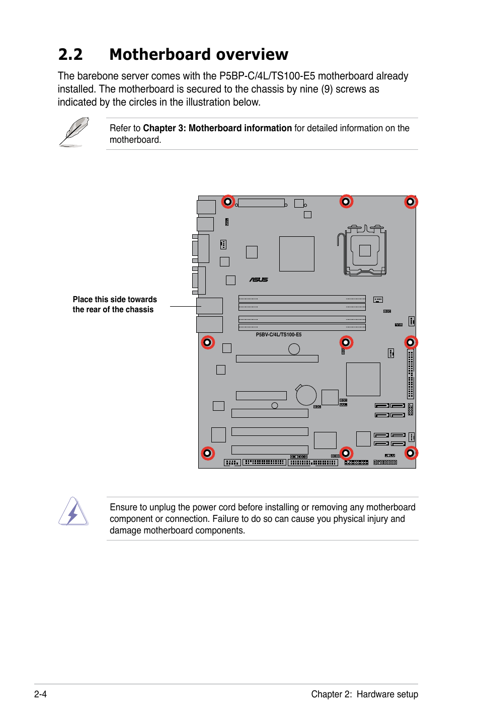 2 motherboard overview, Motherboard overview -4 | Asus TS100-E5/PI4 User Manual | Page 22 / 166