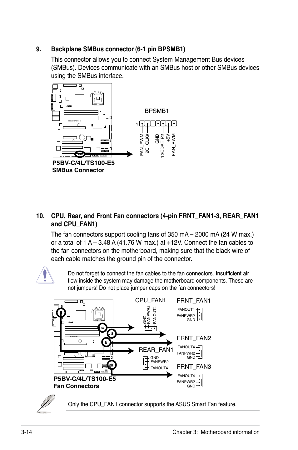 Cpu_fan1, Frnt_fan1, Frnt_fan2 | Frnt_fan3, Rear_fan1 | Asus TS100-E5/PI4 User Manual | Page 54 / 166