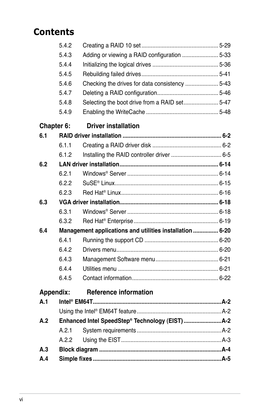 Asus TS100-E5/PI4 User Manual | Page 6 / 166