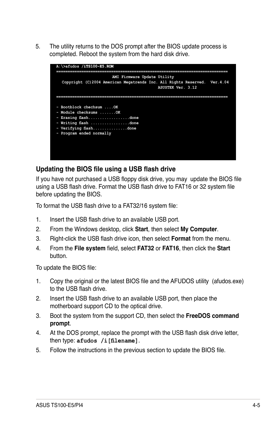 Updating the bios file using a usb flash drive | Asus TS100-E5/PI4 User Manual | Page 61 / 166