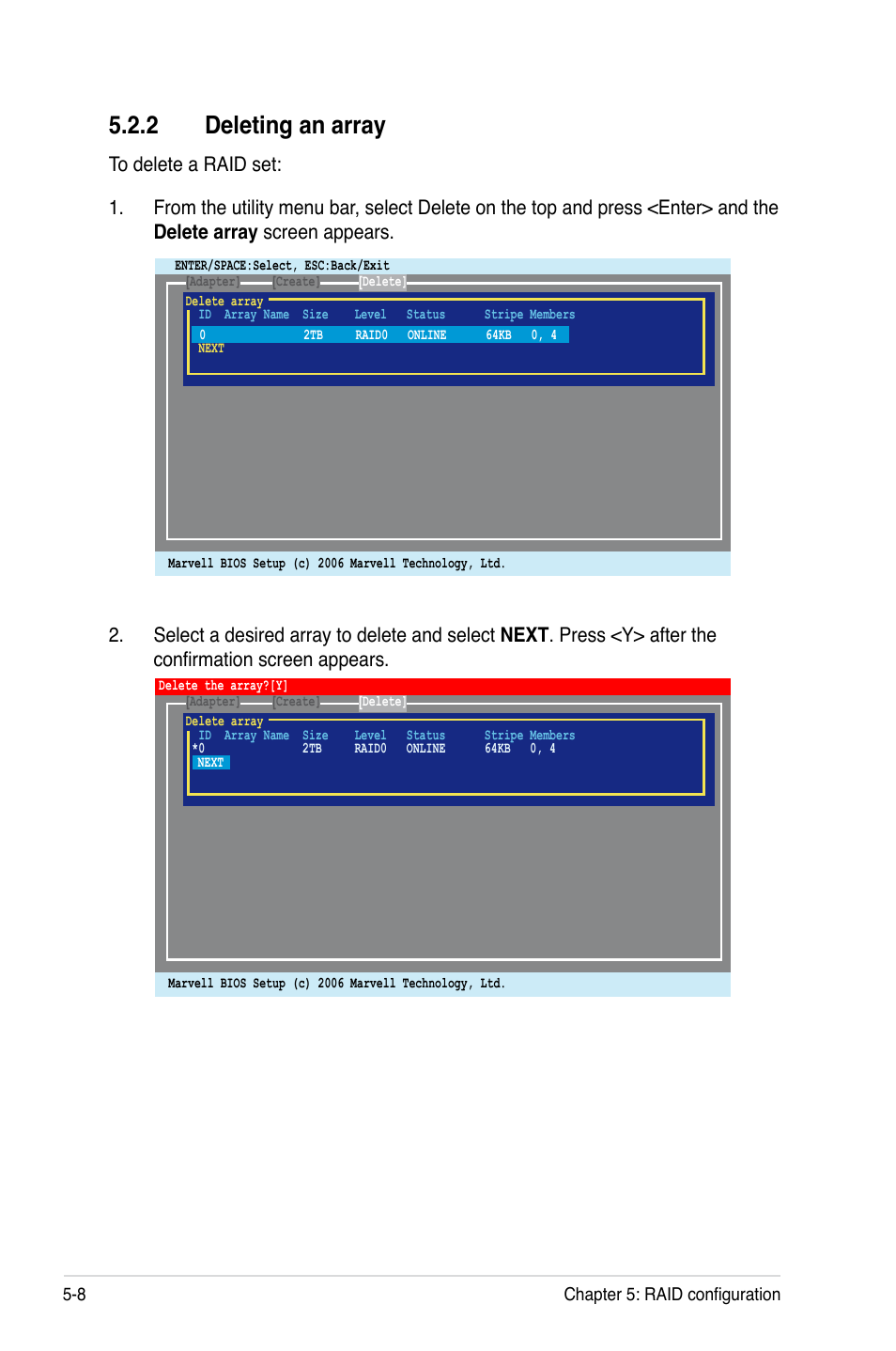 2 deleting an array, Deleting an array -8 | Asus TS100-E5/PI4 User Manual | Page 98 / 166