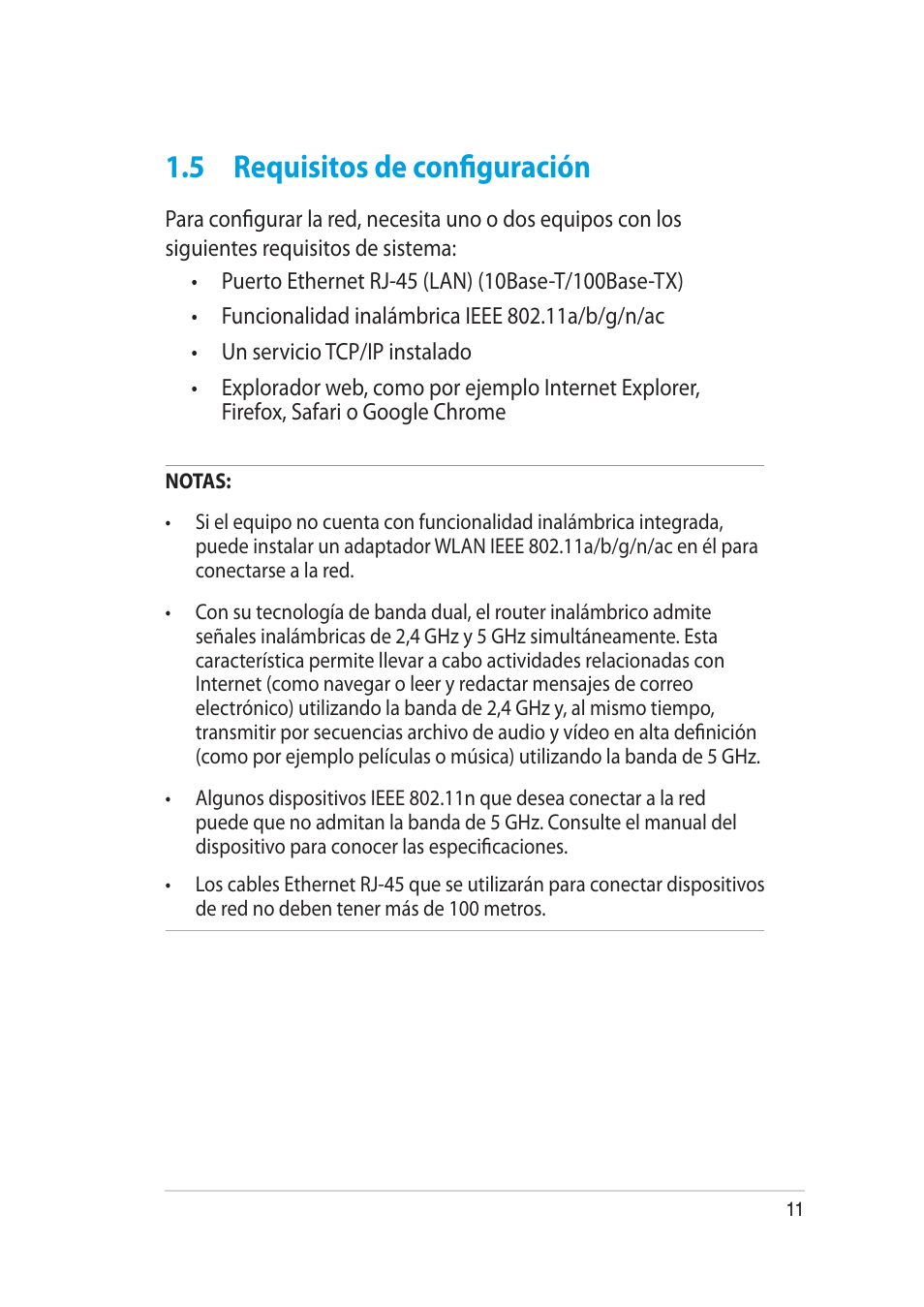 5 requisitos de configuración | Asus RT-AC52U User Manual | Page 11 / 129