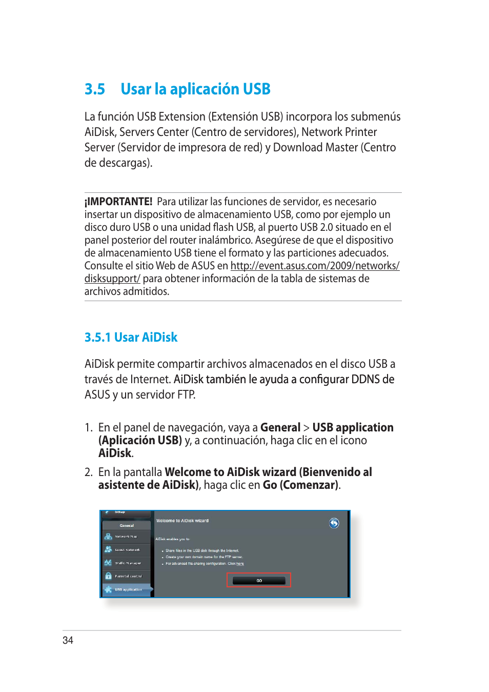 5 usar la aplicación usb | Asus RT-AC52U User Manual | Page 34 / 129