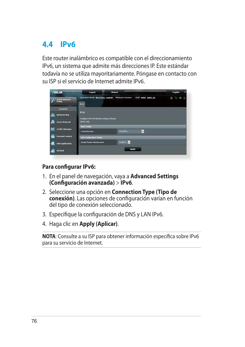 4 ipv6 | Asus RT-AC52U User Manual | Page 76 / 129