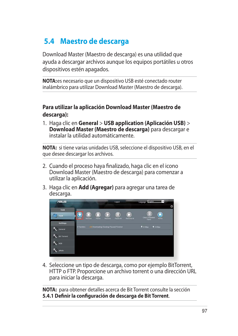 4 maestro de descarga | Asus RT-AC52U User Manual | Page 97 / 129