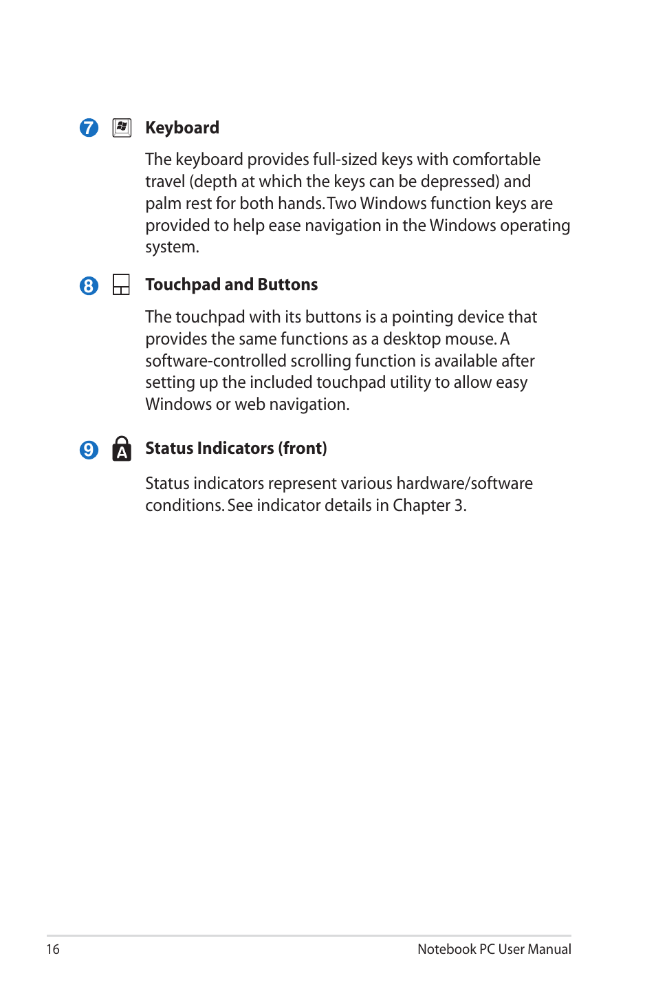 Asus X73SD User Manual | Page 16 / 116