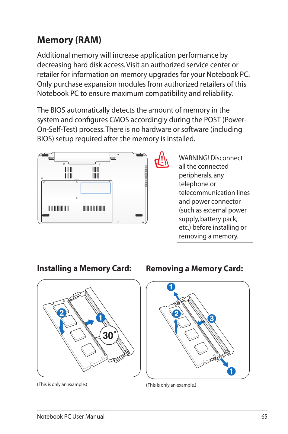 Memory (ram) | Asus X73SD User Manual | Page 65 / 116