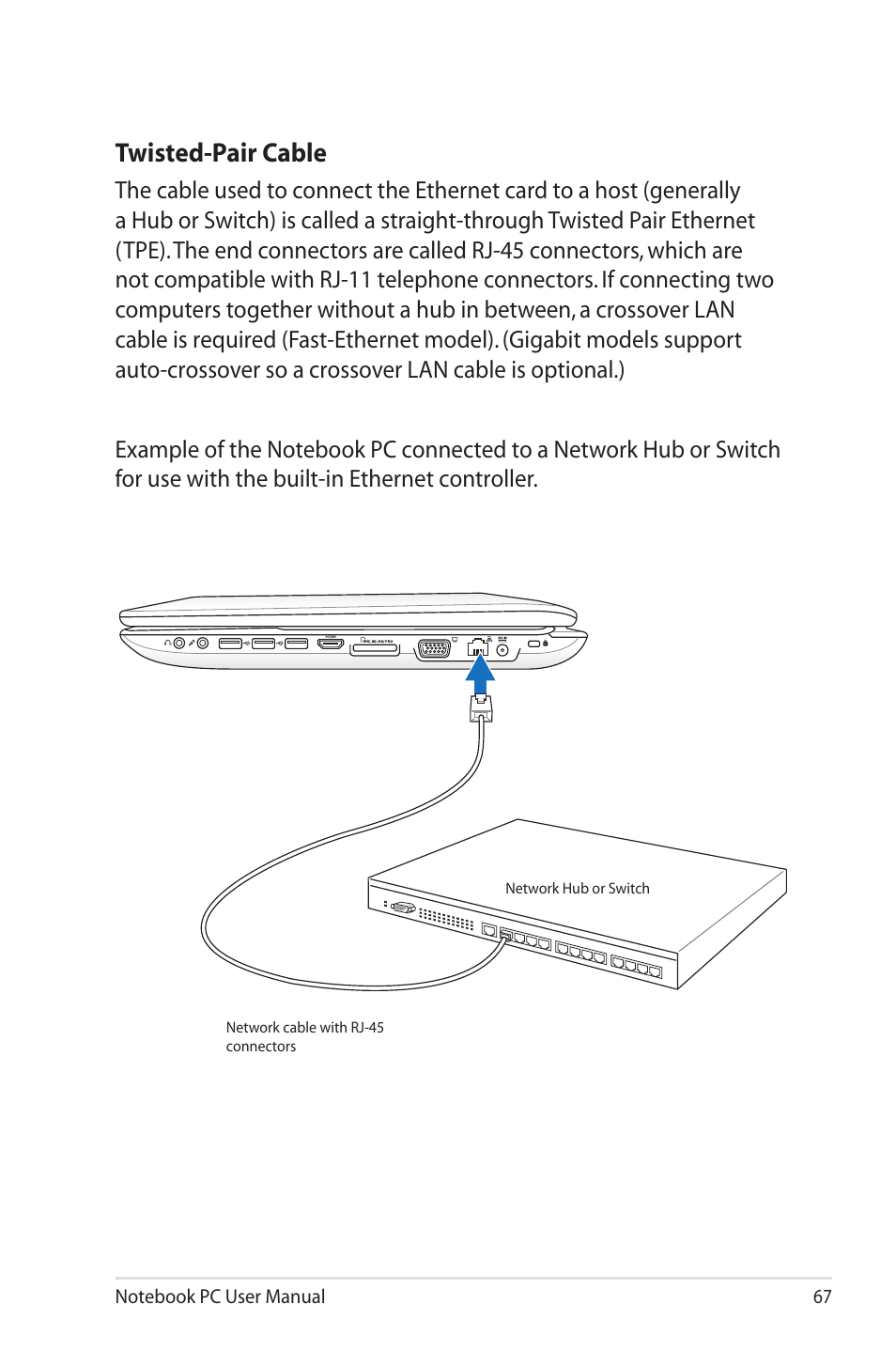 Twisted-pair cable | Asus X73SD User Manual | Page 67 / 116