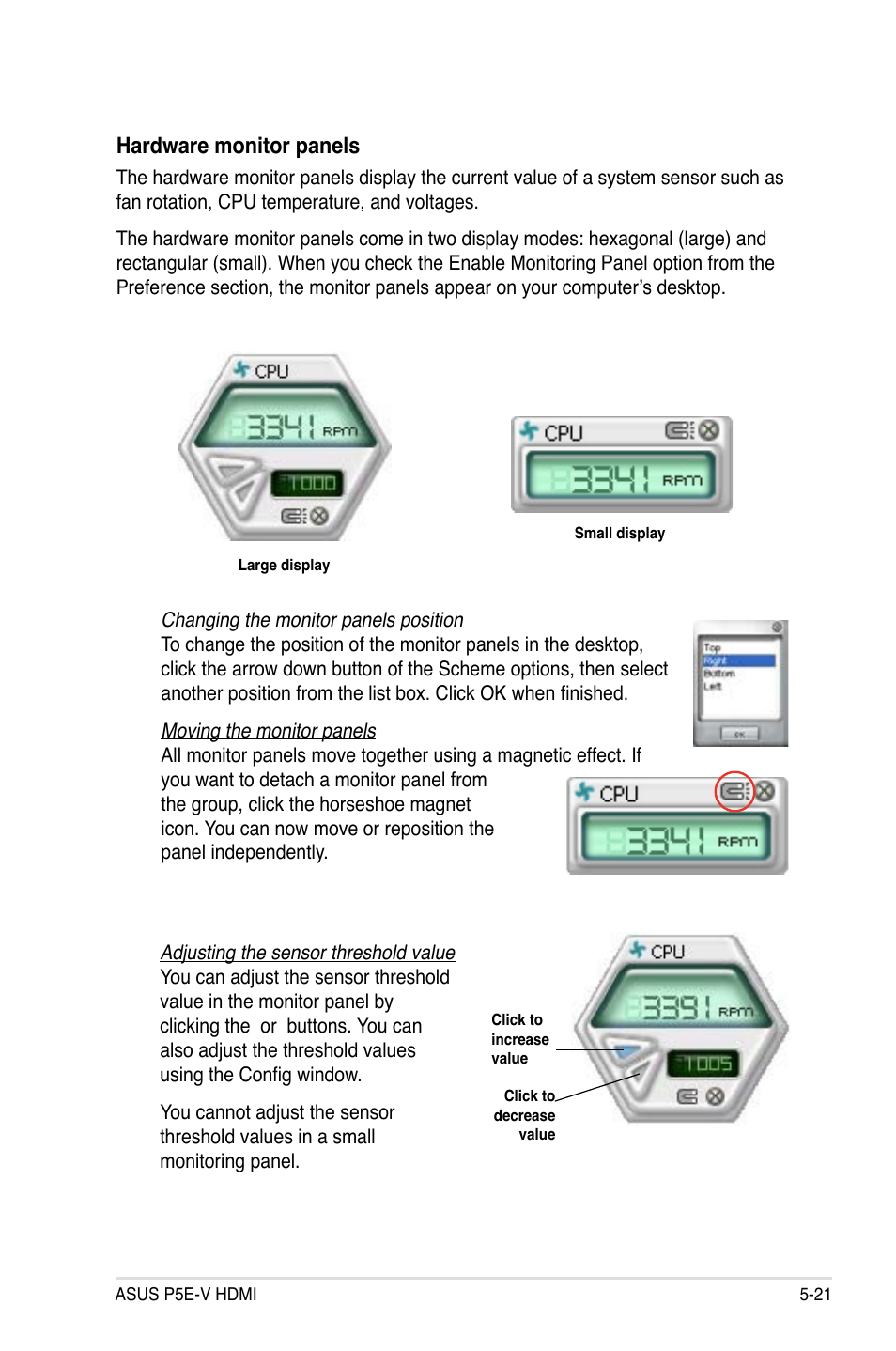 Hardware monitor panels | Asus P5E-V HDMI User Manual | Page 133 / 162