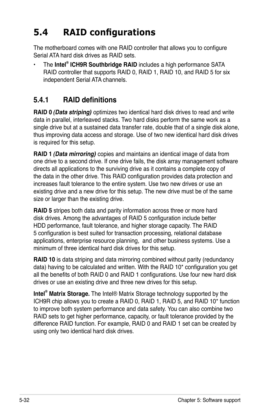 4 raid configurations, 1 raid definitions | Asus P5E-V HDMI User Manual | Page 144 / 162