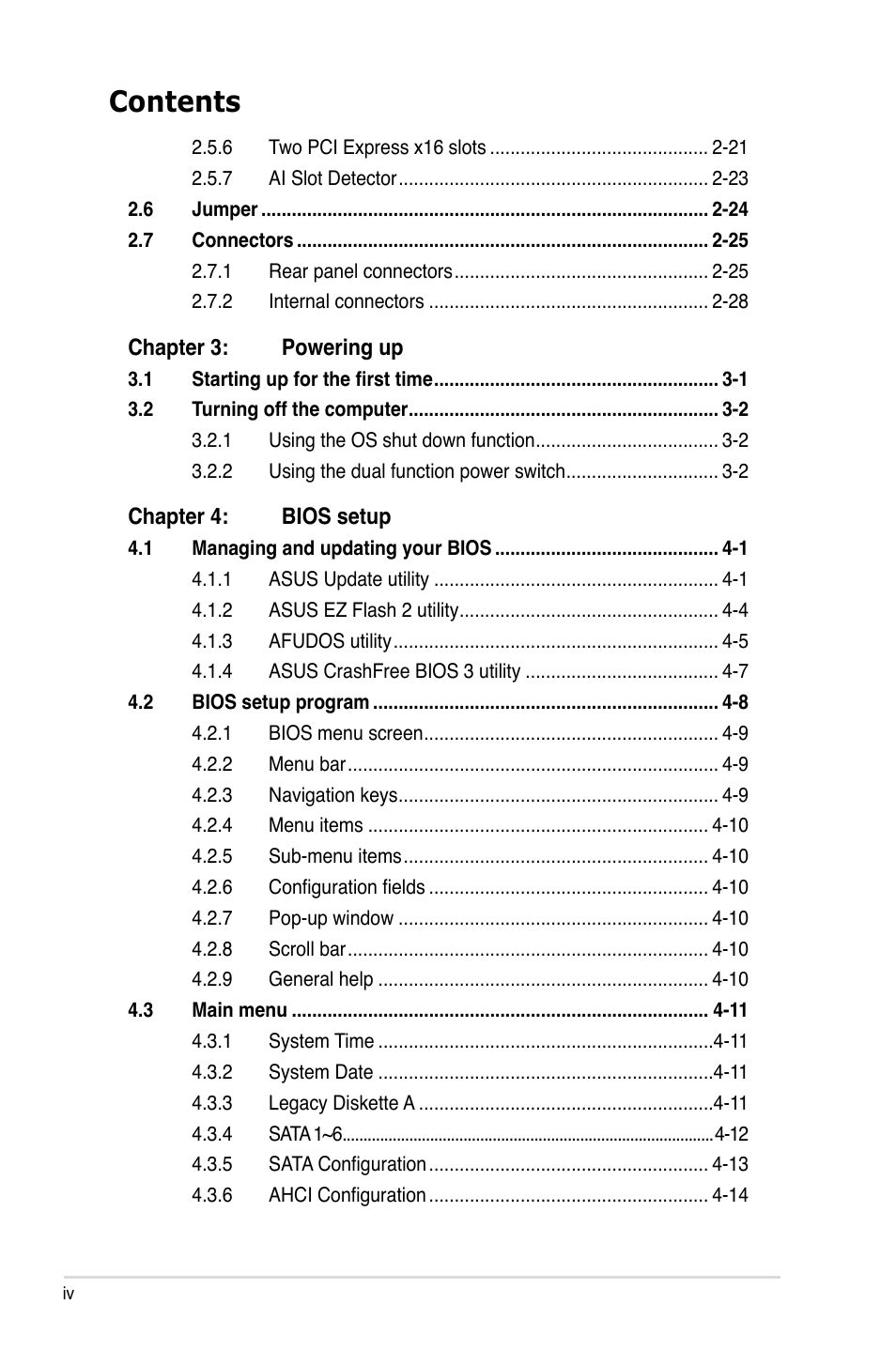 Asus P5E-V HDMI User Manual | Page 4 / 162