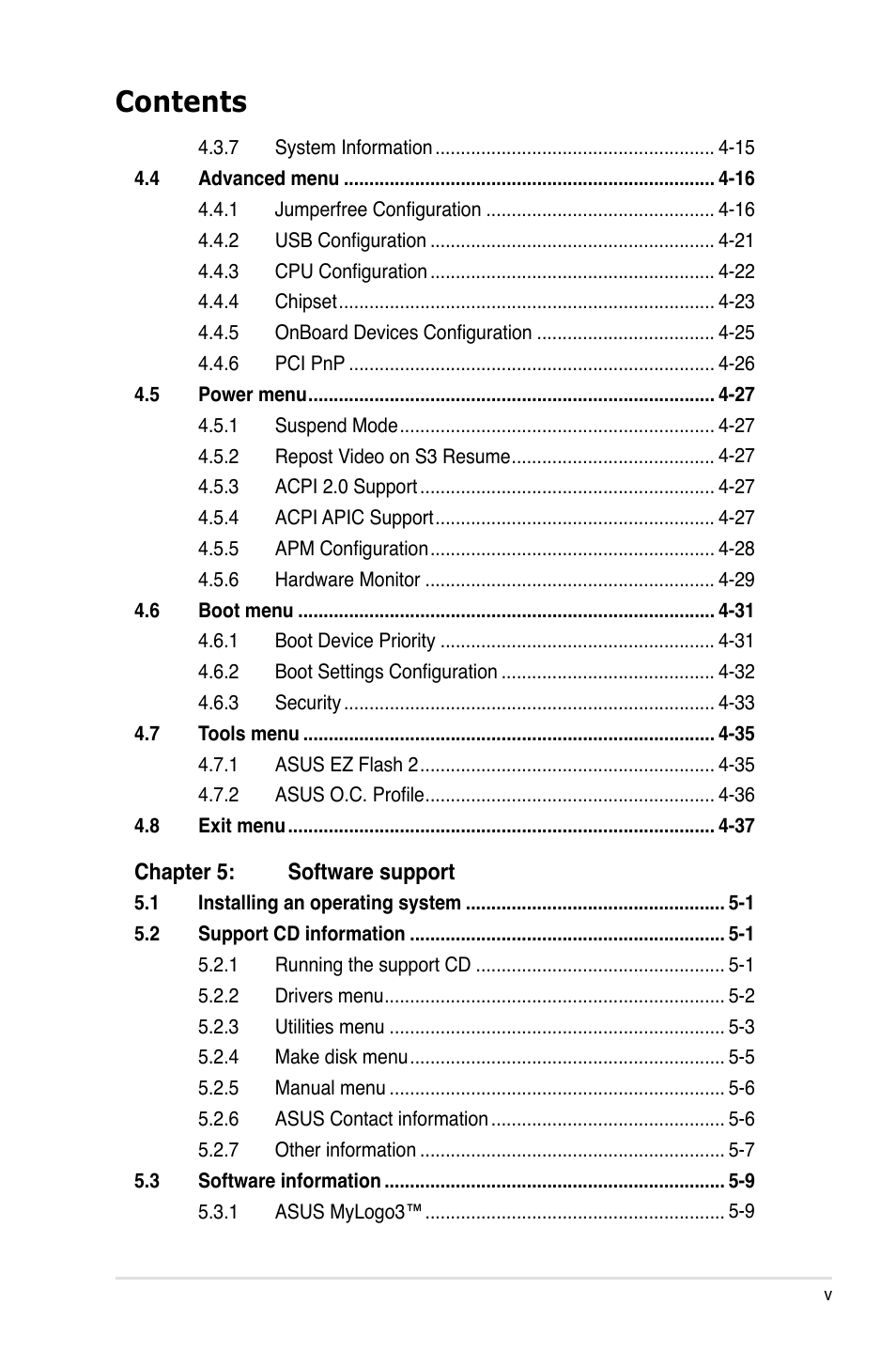 Asus P5E-V HDMI User Manual | Page 5 / 162