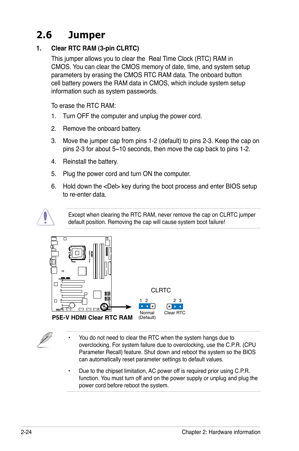 6 jumper | Asus P5E-V HDMI User Manual | Page 50 / 162