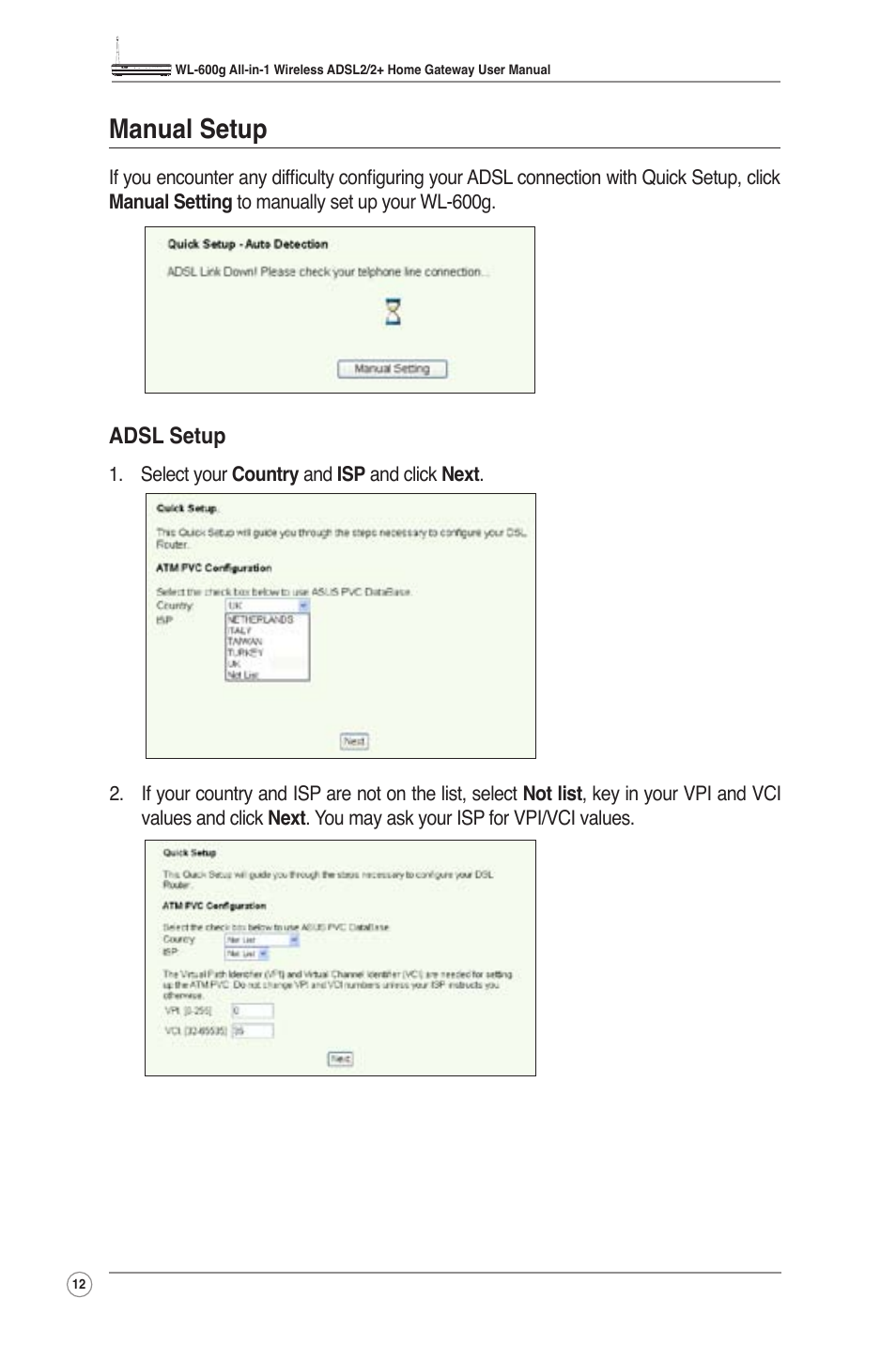 Manual setup | Asus WL-600g User Manual | Page 14 / 57