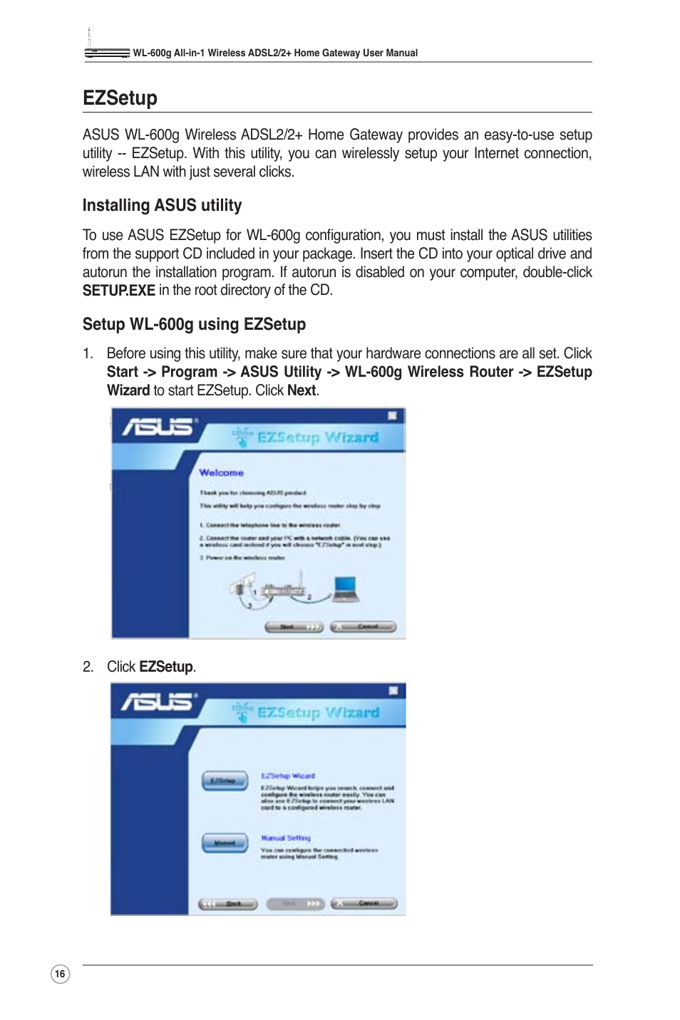 Ezsetup | Asus WL-600g User Manual | Page 18 / 57