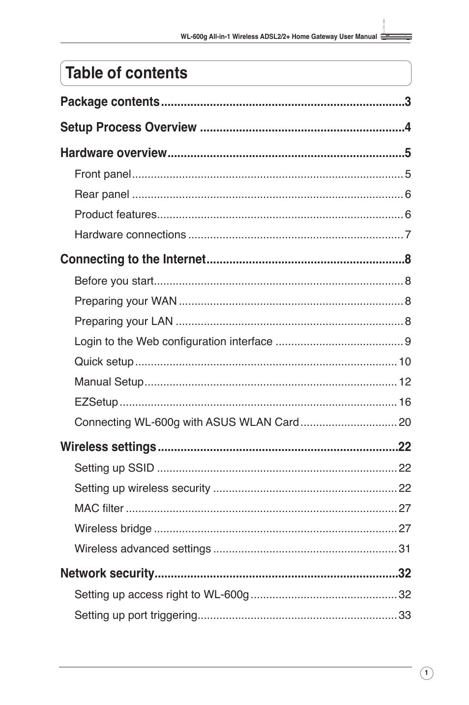 Asus WL-600g User Manual | Page 3 / 57