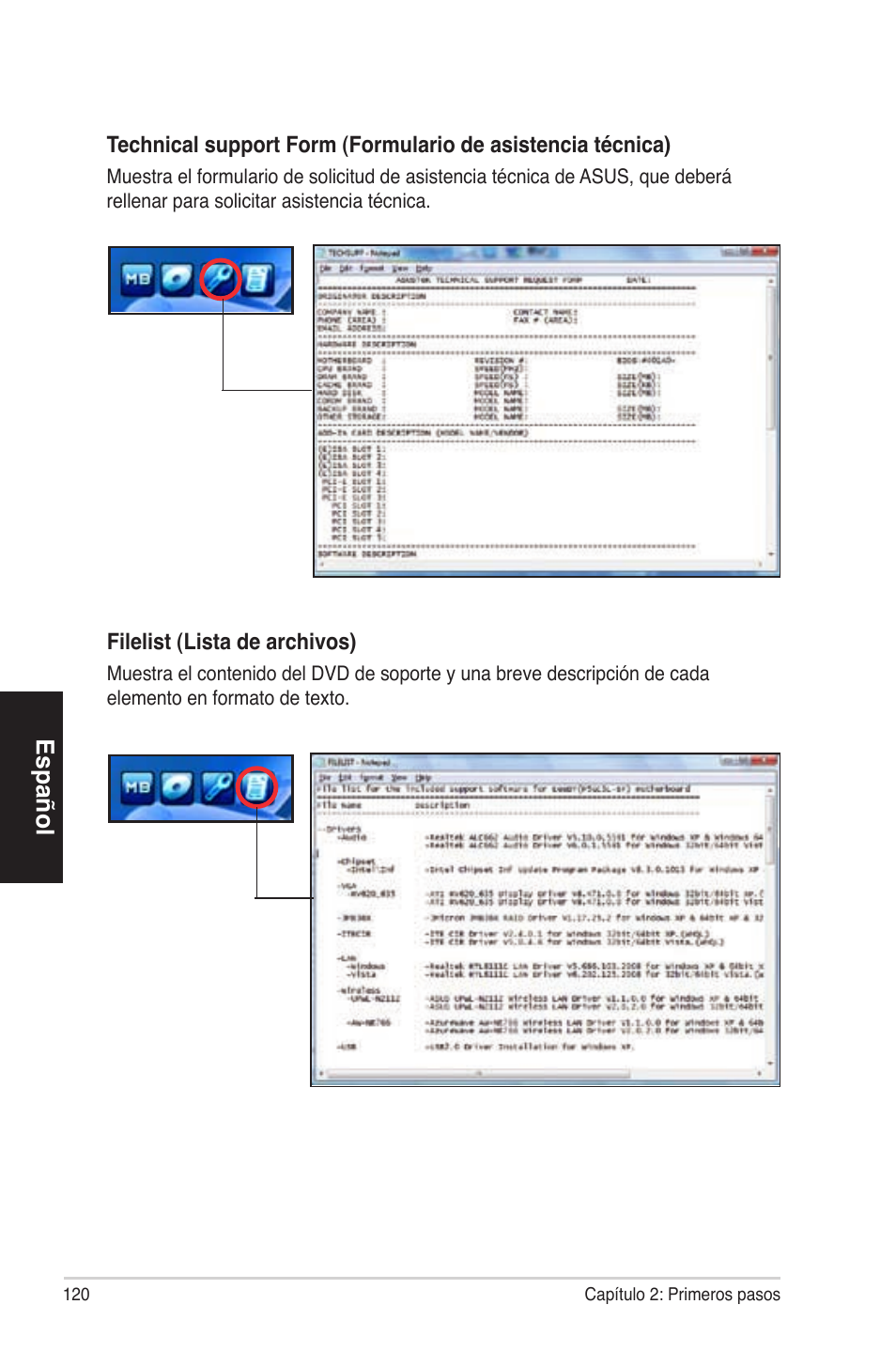 Español | Asus ES5100 User Manual | Page 120 / 161