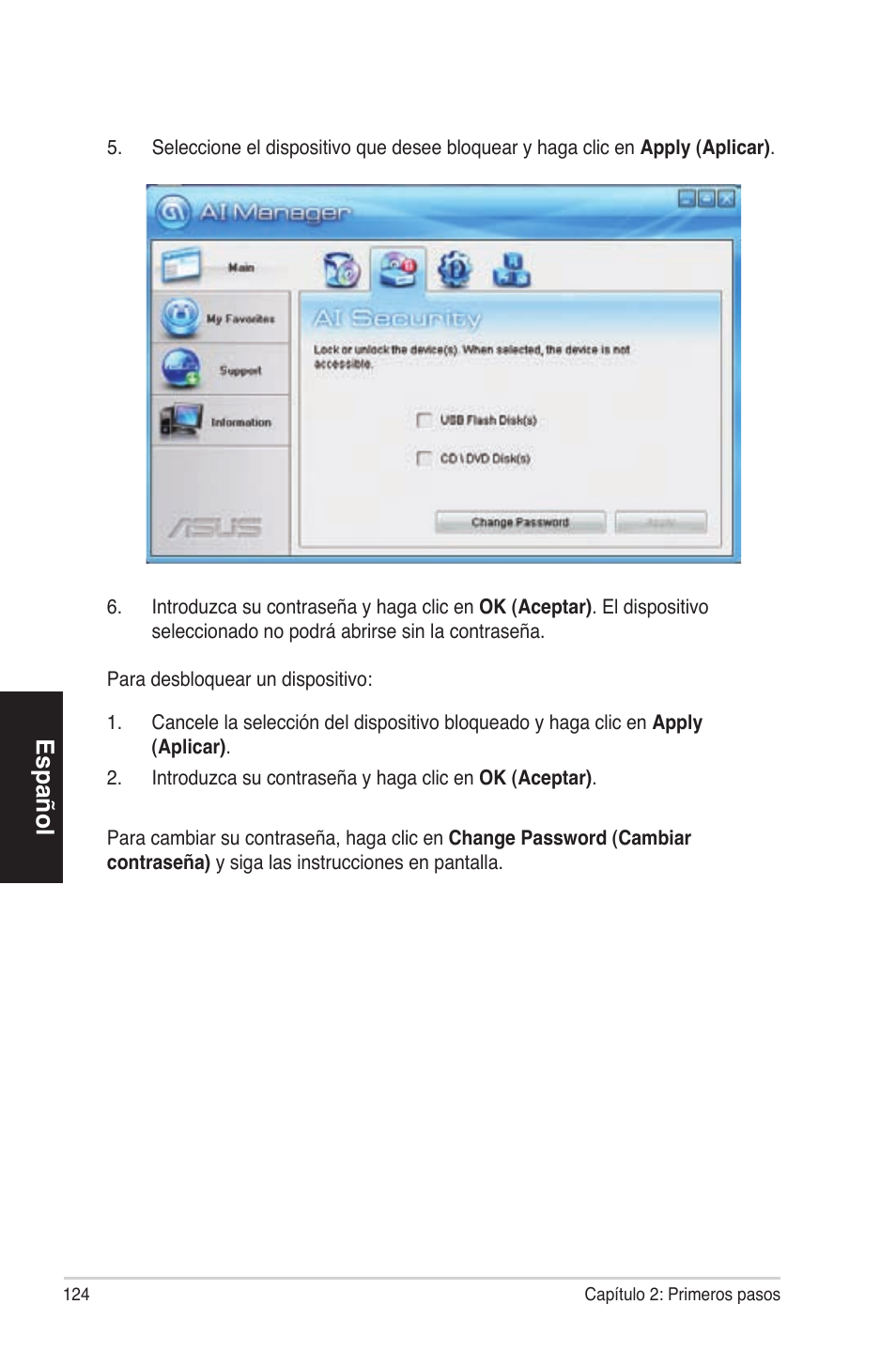 Español | Asus ES5100 User Manual | Page 124 / 161