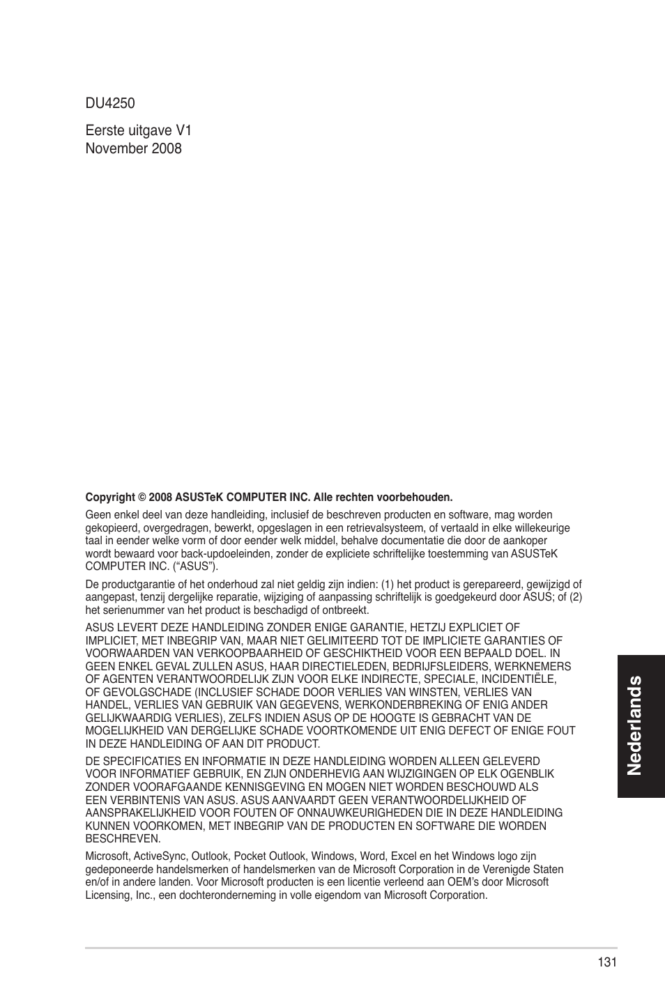 Nederlands | Asus ES5100 User Manual | Page 131 / 161