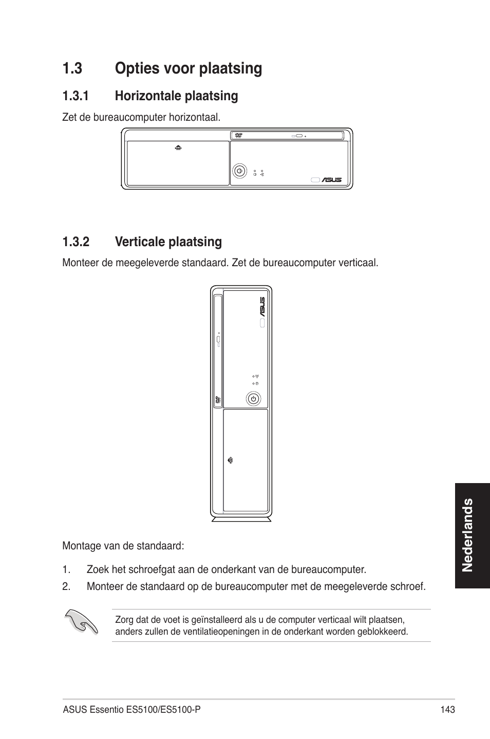 1�3 optiesvoorplaatsing | Asus ES5100 User Manual | Page 143 / 161