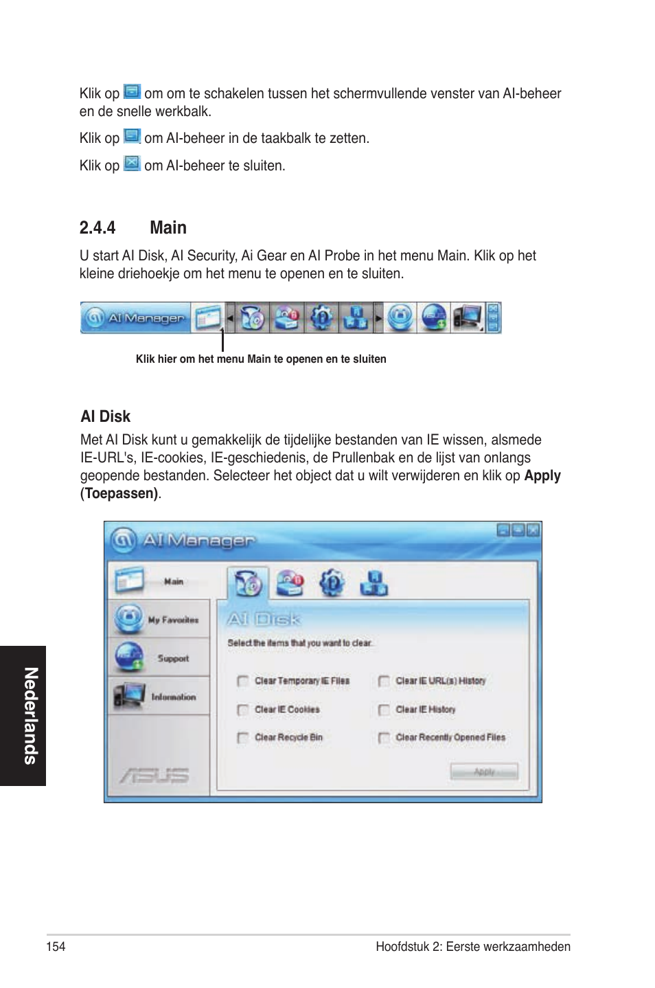 Nederlands, 2�4�4 main | Asus ES5100 User Manual | Page 154 / 161