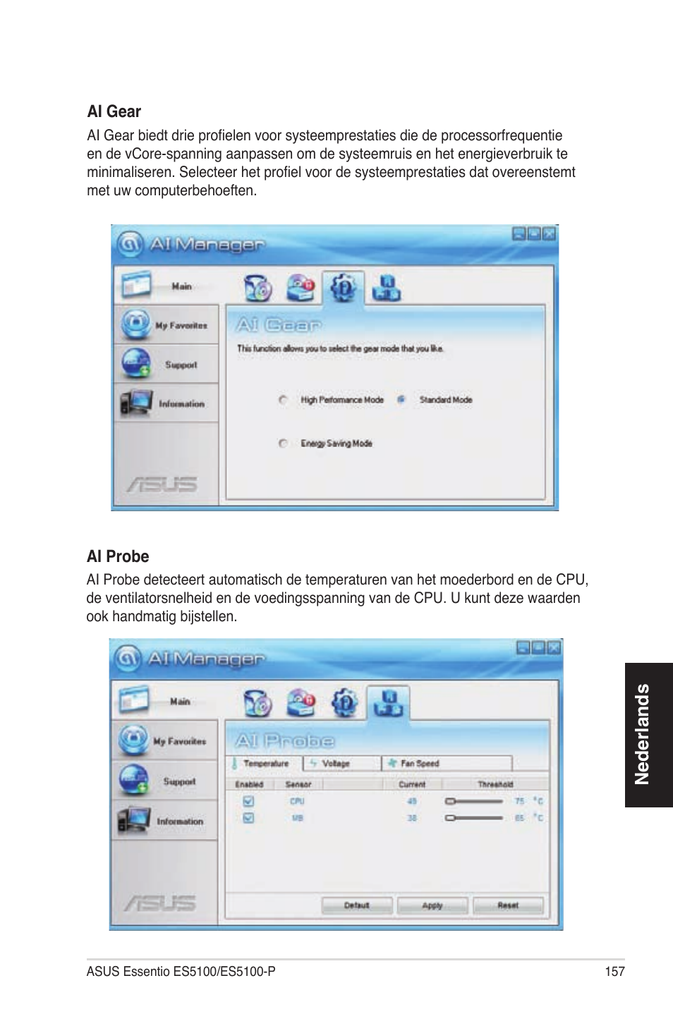 Nederlands | Asus ES5100 User Manual | Page 157 / 161