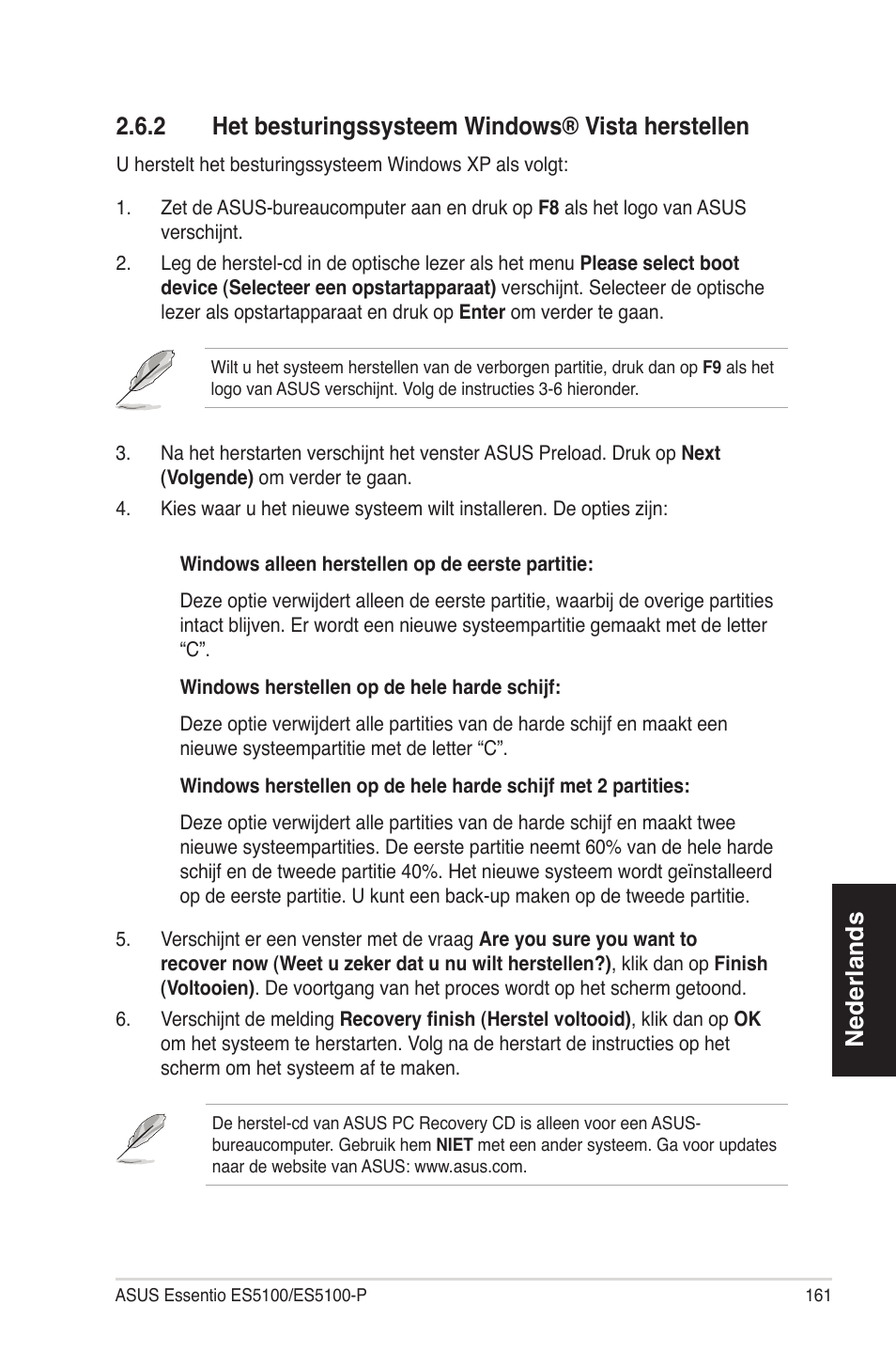 Nederlands | Asus ES5100 User Manual | Page 161 / 161