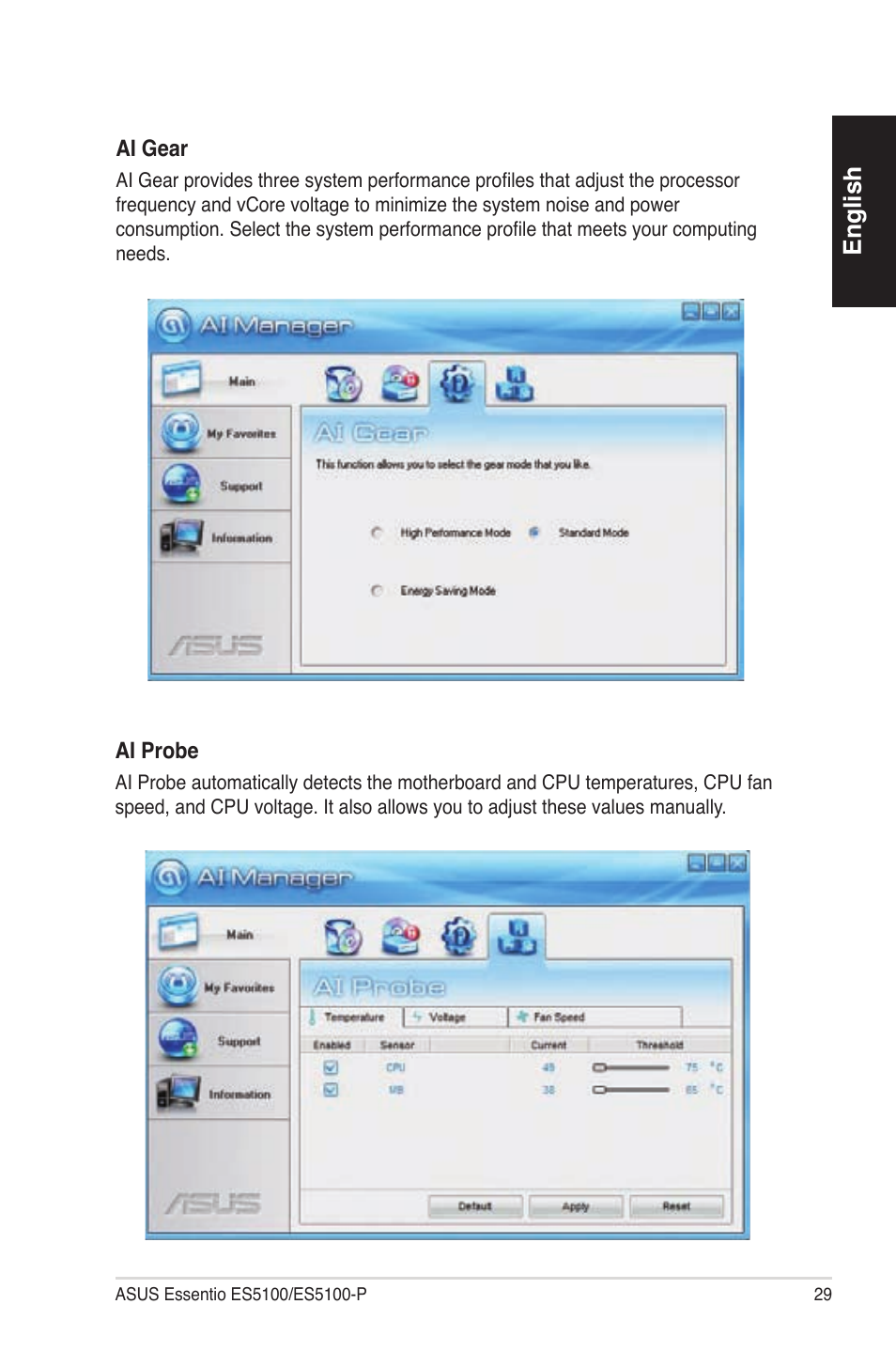 English | Asus ES5100 User Manual | Page 29 / 161