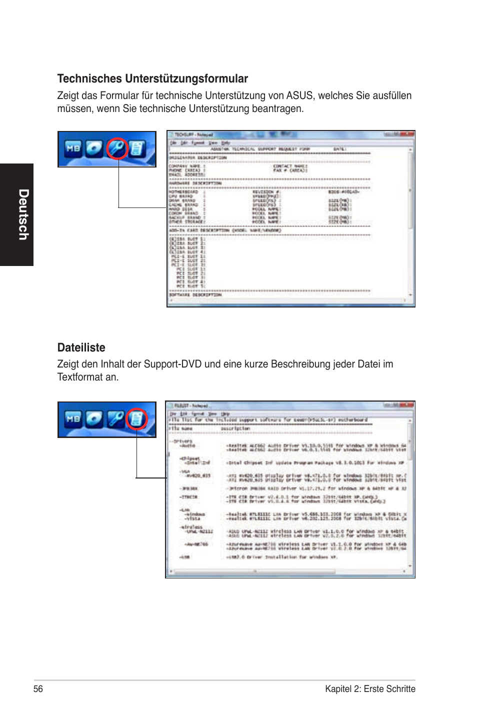 Deutsch | Asus ES5100 User Manual | Page 56 / 161