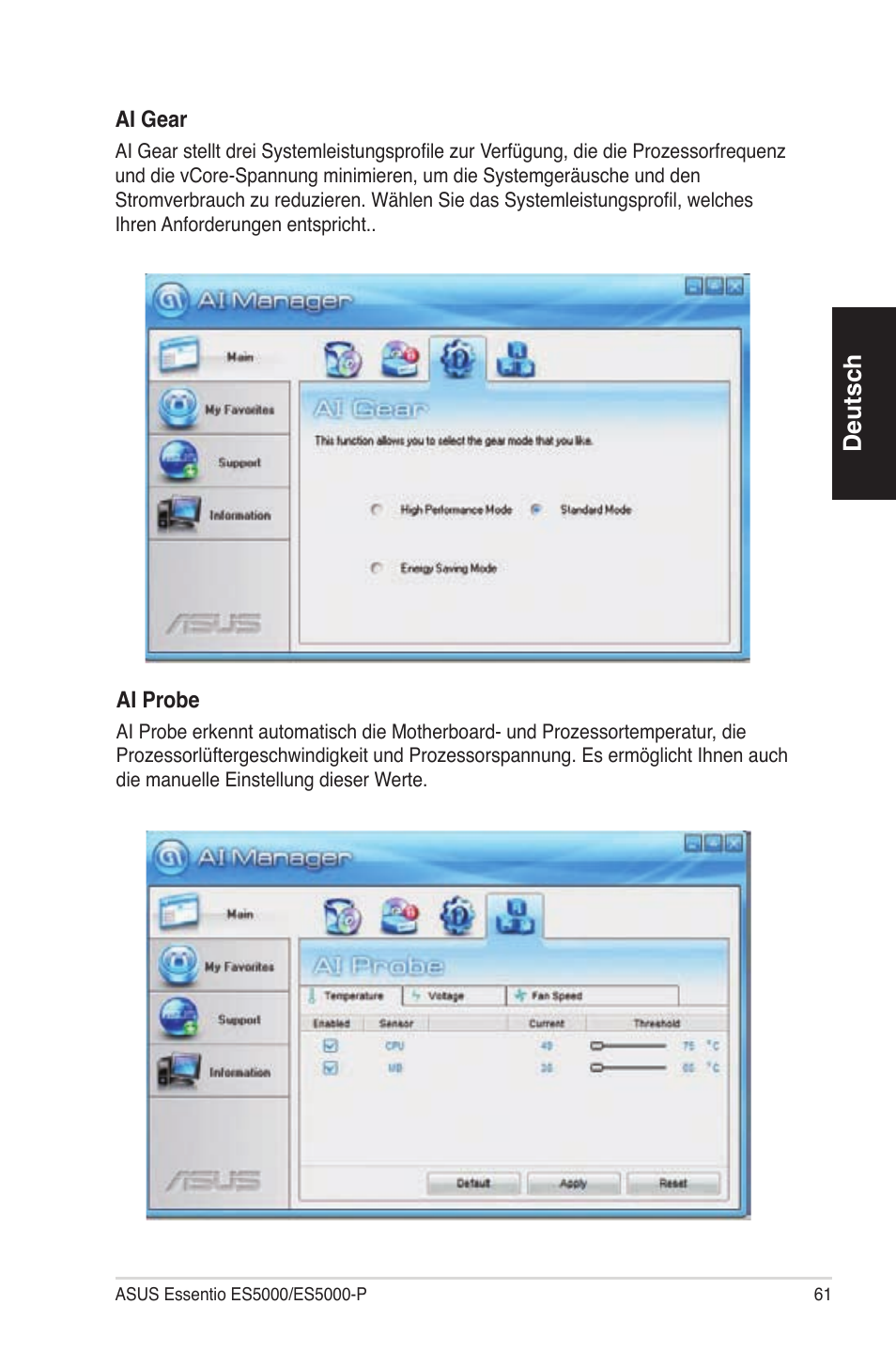 Deutsch | Asus ES5100 User Manual | Page 61 / 161