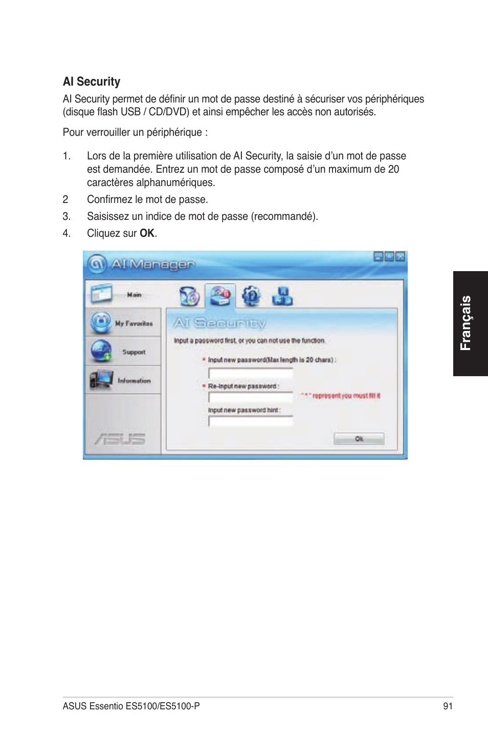 Français | Asus ES5100 User Manual | Page 91 / 161