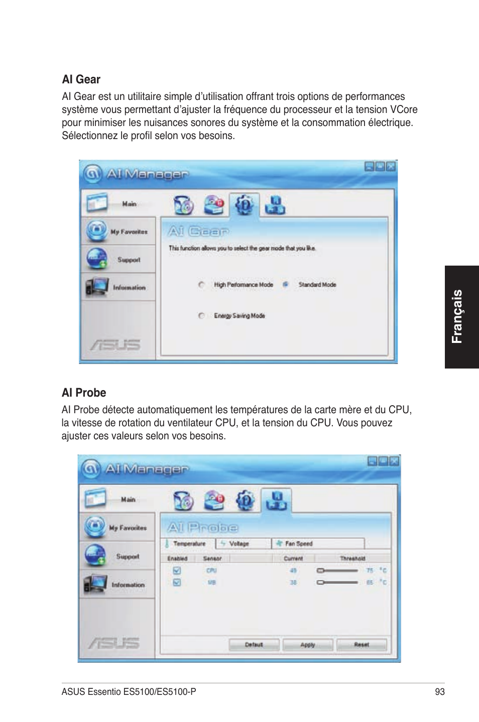 Français | Asus ES5100 User Manual | Page 93 / 161