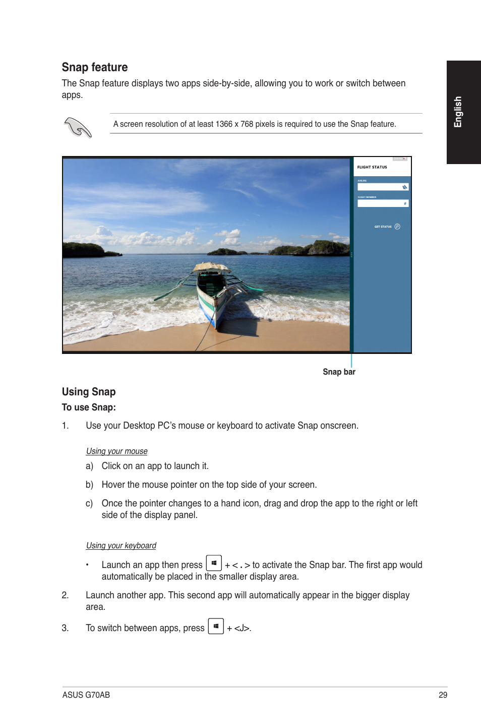 Snap feature | Asus G70AB User Manual | Page 29 / 82