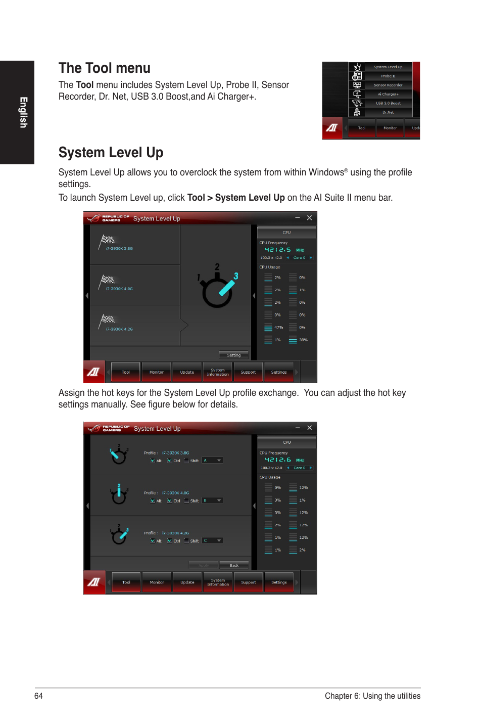 System level up, The tool menu | Asus G70AB User Manual | Page 64 / 82