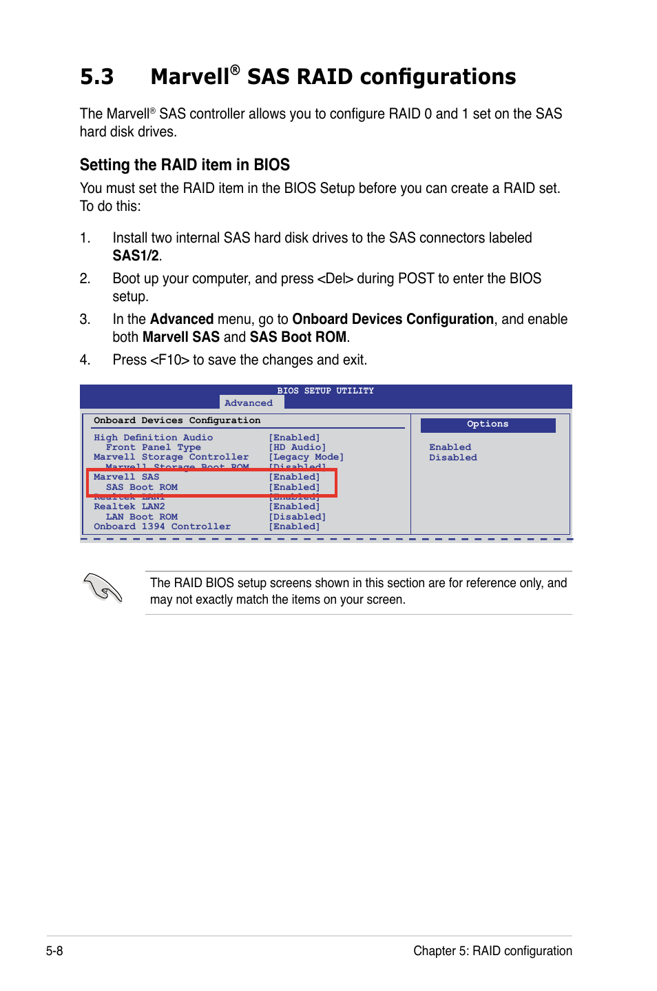 3 marvell® sas raid configurations, Marvell, Sas raid configurations -8 | 3 marvell, Sas raid configurations, Setting the raid item in bios, The marvell | Asus ESC1000 Personal SuperComputer User Manual | Page 114 / 184