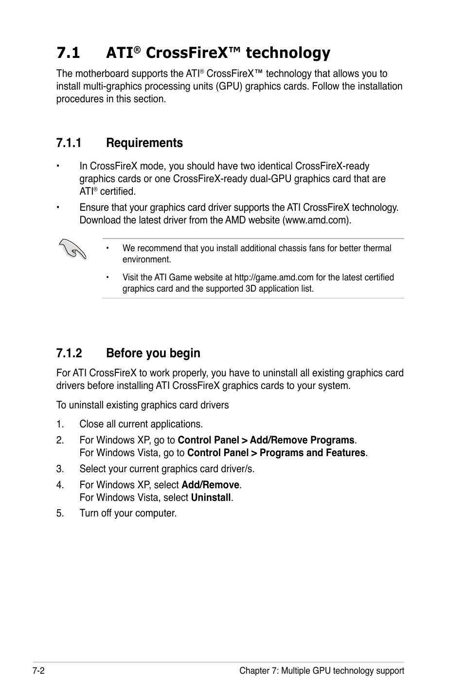 1 ati® crossfirex™ technology, 1 requirements, 2 before you begin | Crossfirex™ technology -2, Requirements -2, Before you begin -2, 1 ati, Crossfirex™ technology | Asus ESC1000 Personal SuperComputer User Manual | Page 172 / 184