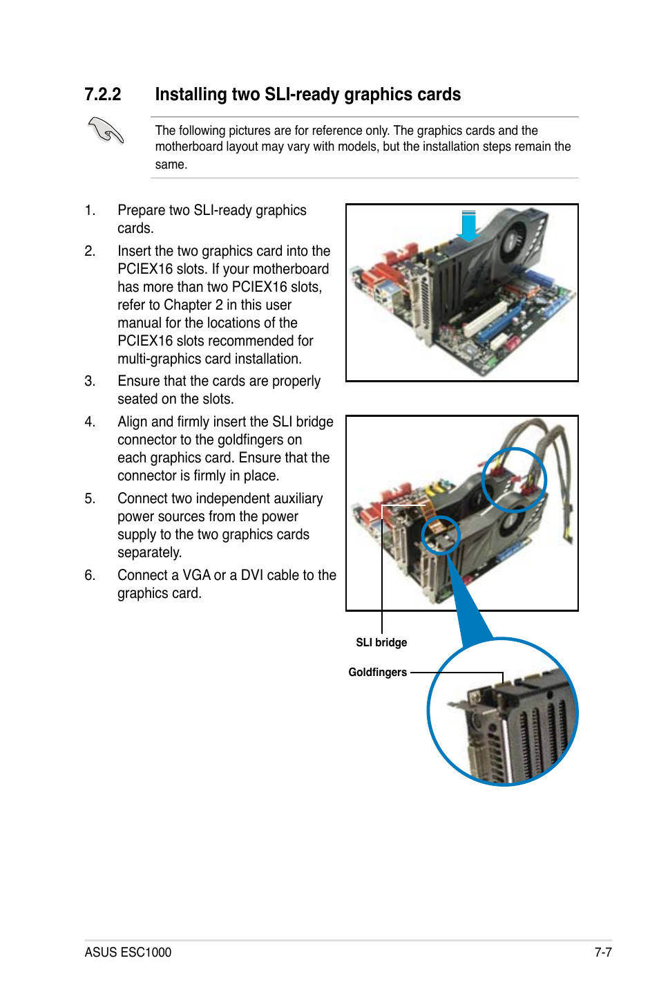 2 installing two sli-ready graphics cards, Installing two sli-ready graphics cards -7 | Asus ESC1000 Personal SuperComputer User Manual | Page 177 / 184