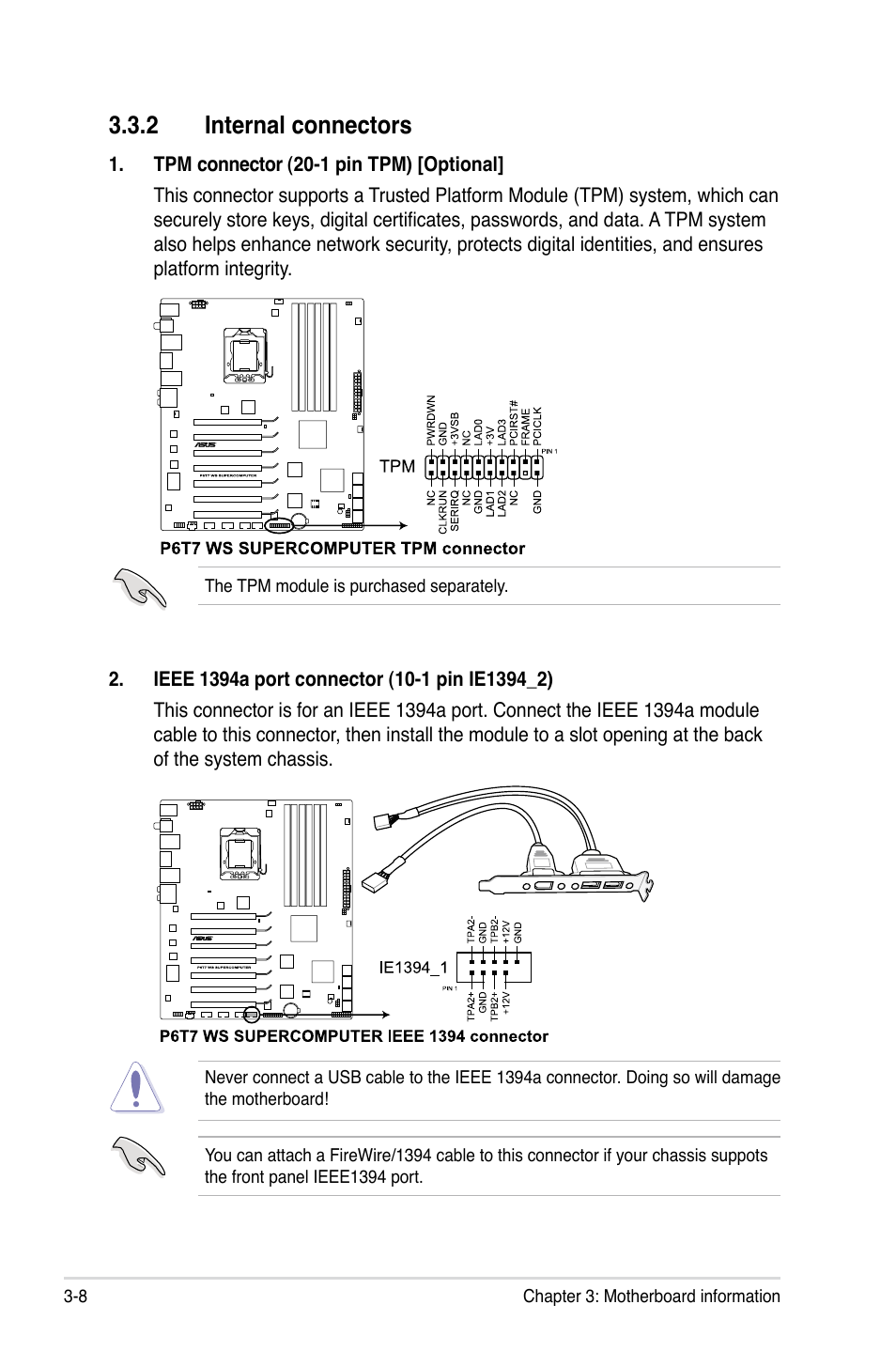 2 internal connectors, Internal connectors -8 | Asus ESC1000 Personal SuperComputer User Manual | Page 54 / 184