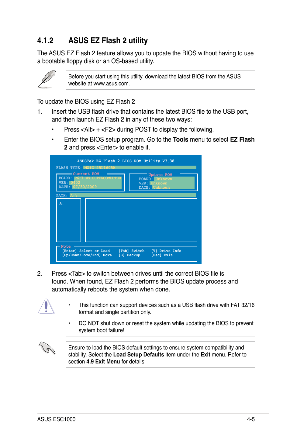 2 asus ez flash 2 utility, Asus ez flash 2 utility -5 | Asus ESC1000 Personal SuperComputer User Manual | Page 69 / 184